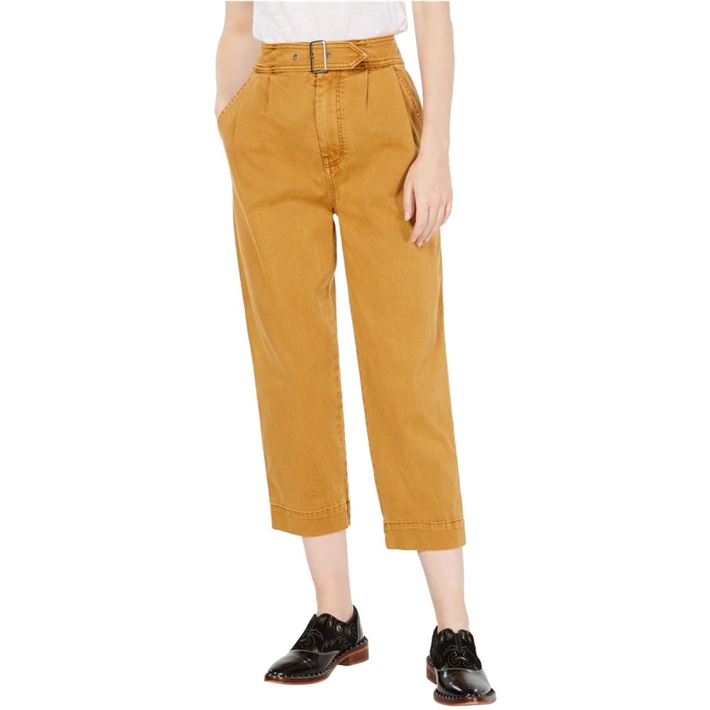 Free People Casual Cropped Belt-Waist Jeans Pants Slash Pockets OB873613 Size 8